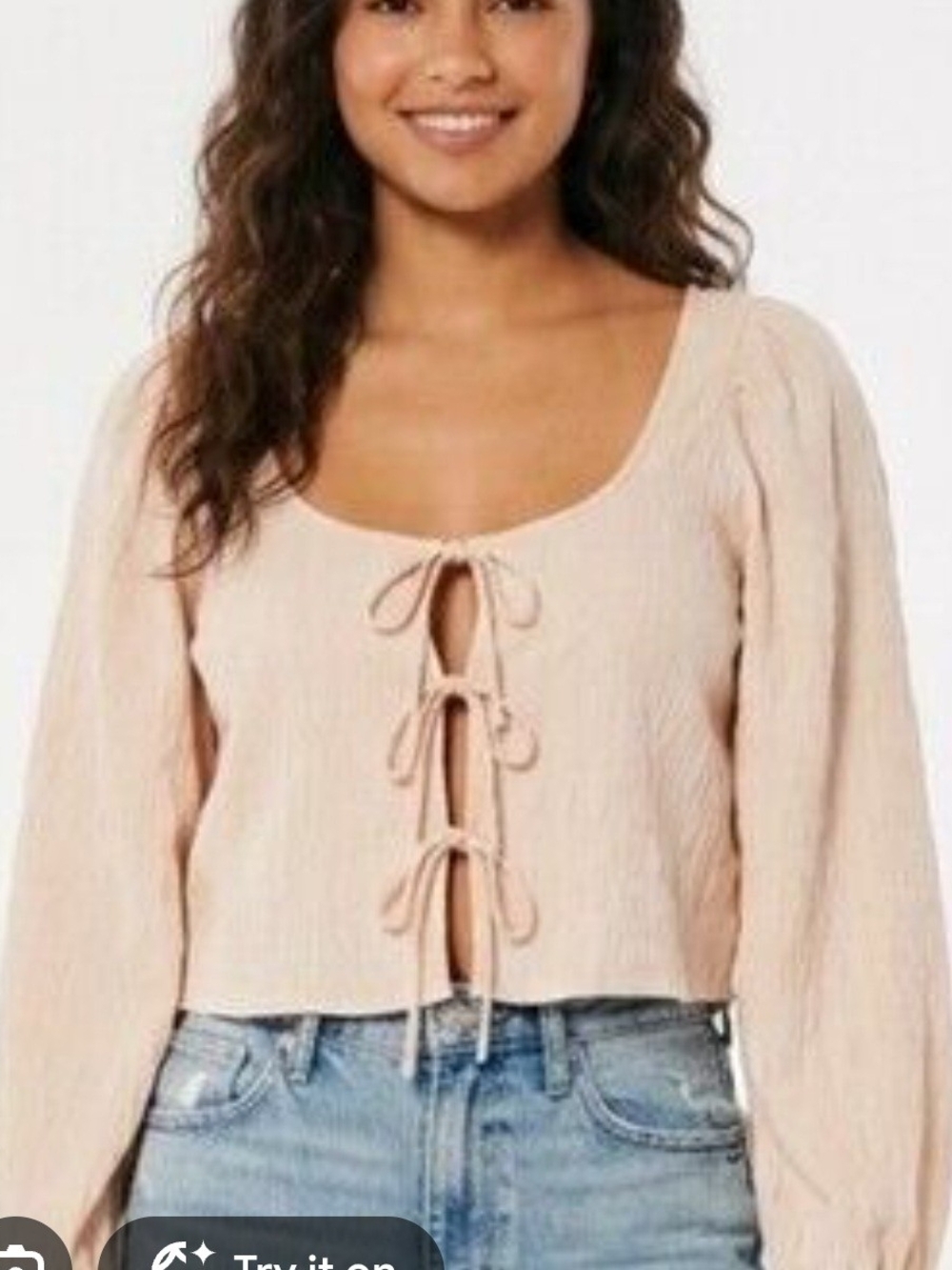 Levi's Light Cream Tie-Front Peasant Top
